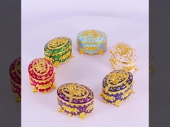กล่องจัดเก็บเครื่องประดับโลหะเคลือบสีเขียวทองกุหลาบรูปไข่