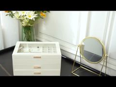 BOX-OR01PU Flip Cover Three layer Jewelry Storage Box